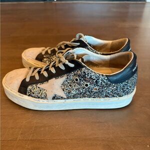 Golden Goose Hi star silver glitter sneakers